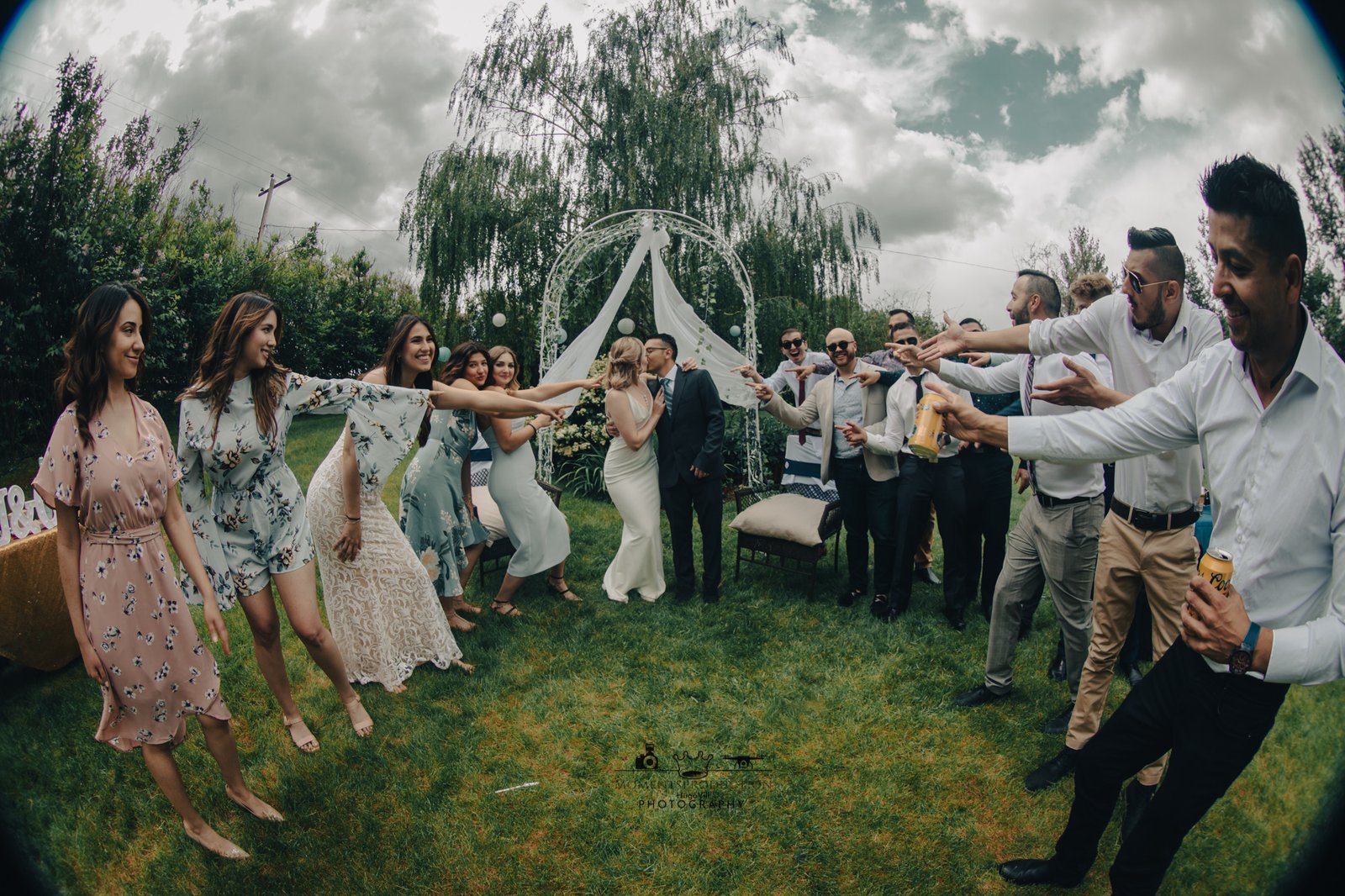 Friends and family gathered for a joyful wedding celebration